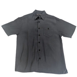 Axis Men's Short Sleeve Button Up Shirt Charcoal Gray Minimalist Dadcore Size M